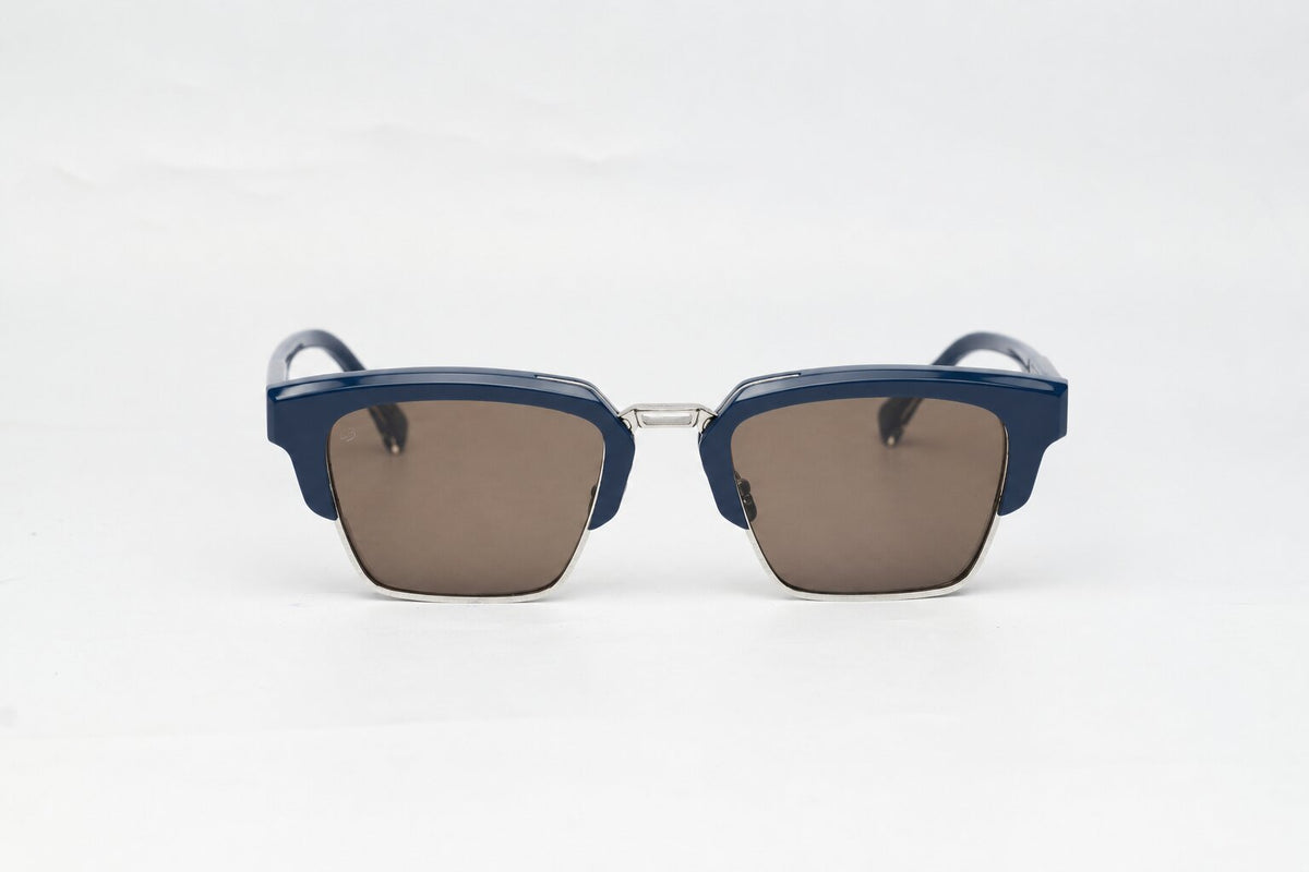 T HENRI - SPEEDTAIL - Dark Ceramic Blue - Silver - Clubmaster - Acetate - Square - Premium Sunglasses