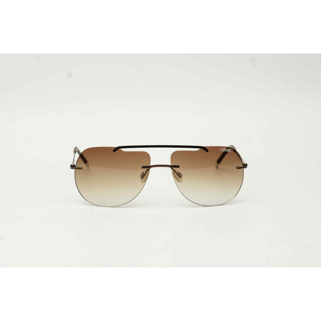 Silhouette - Explorer 8673 - TR - Light Weight - Rimless - Metal - Aviator Round - Premium Sunglasses - Eyewear