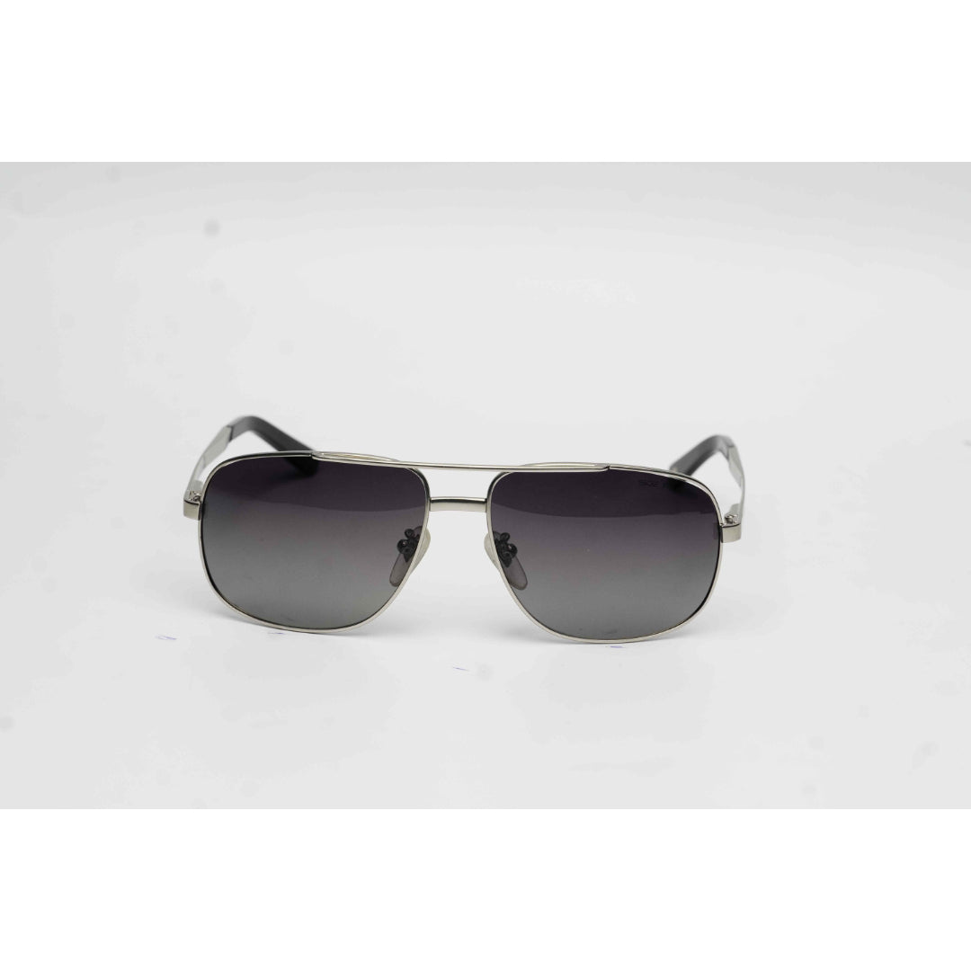 SIO2 - S3127 - Curved - Silver - Black Gradient - Aviator - Polarized - Metal - Rectangle - Sunglasses - Eyewear