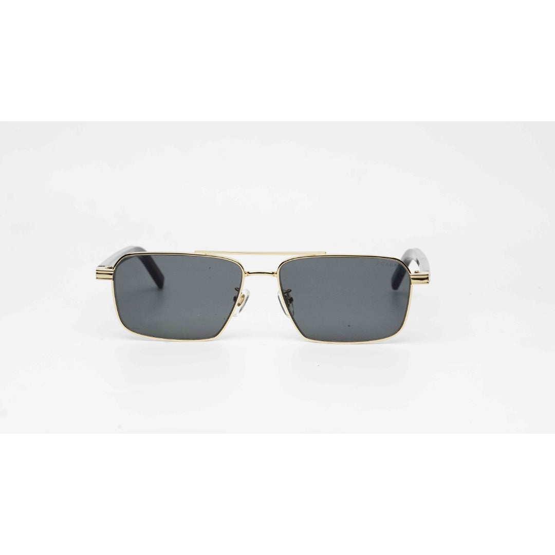 Prada - SPR A57 - Black - Golden - Acetate - Metal - Rectangle - Premium Sunglasses - Eyewear