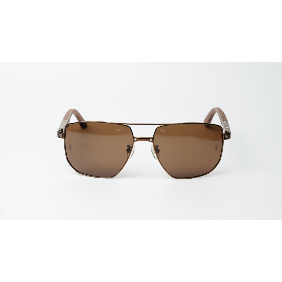 كارتييه - CT0268/S - أسود - ذهبي - بدون إطار - مستطيل - نظارات شمسية فاخرة - نظارات طبية