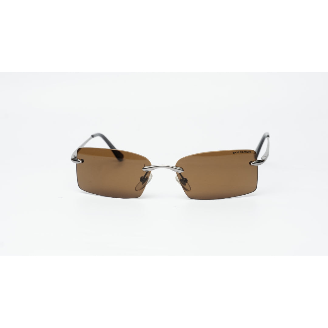 SIO2 - S3109 - Rimless - Gunmetal - Brown - Polarized - Metal - Rectangle - Sunglasses - Eyewear