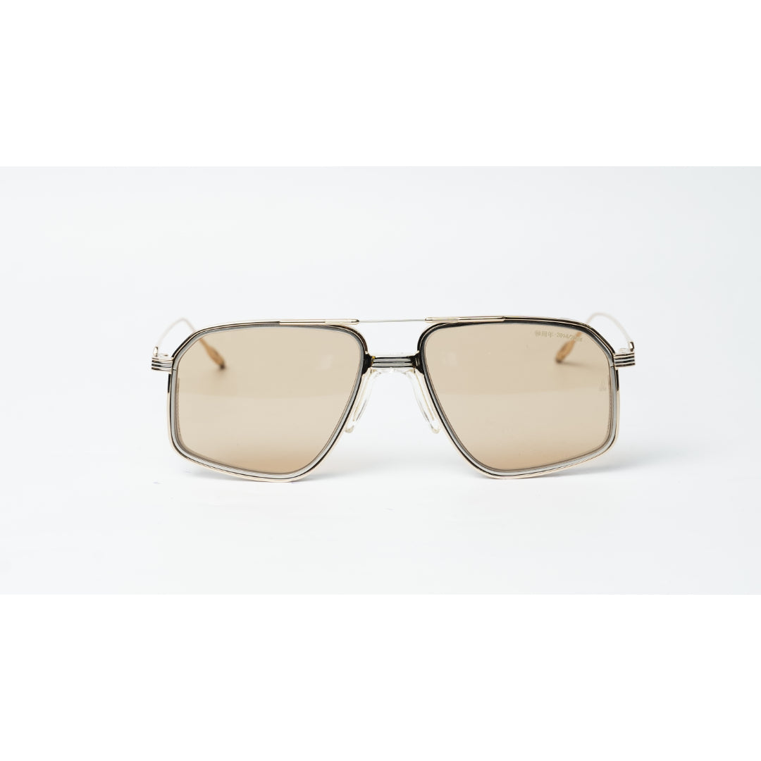 Jacques Marie Mage - JAGGER - Fixed Pad - Brown - Rose Gold - Matt Silver - Geometric - Metal - Rectangle - Premium Sunglasses