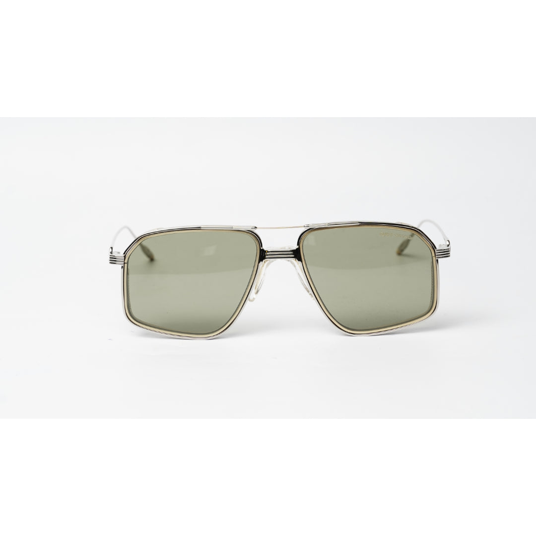 Jacques Marie Mage - JAGGER - Fixed Pad - Green Tinted - Matt Gold - Silver - Geometric - Metal - Rectangle - Premium Sunglasses