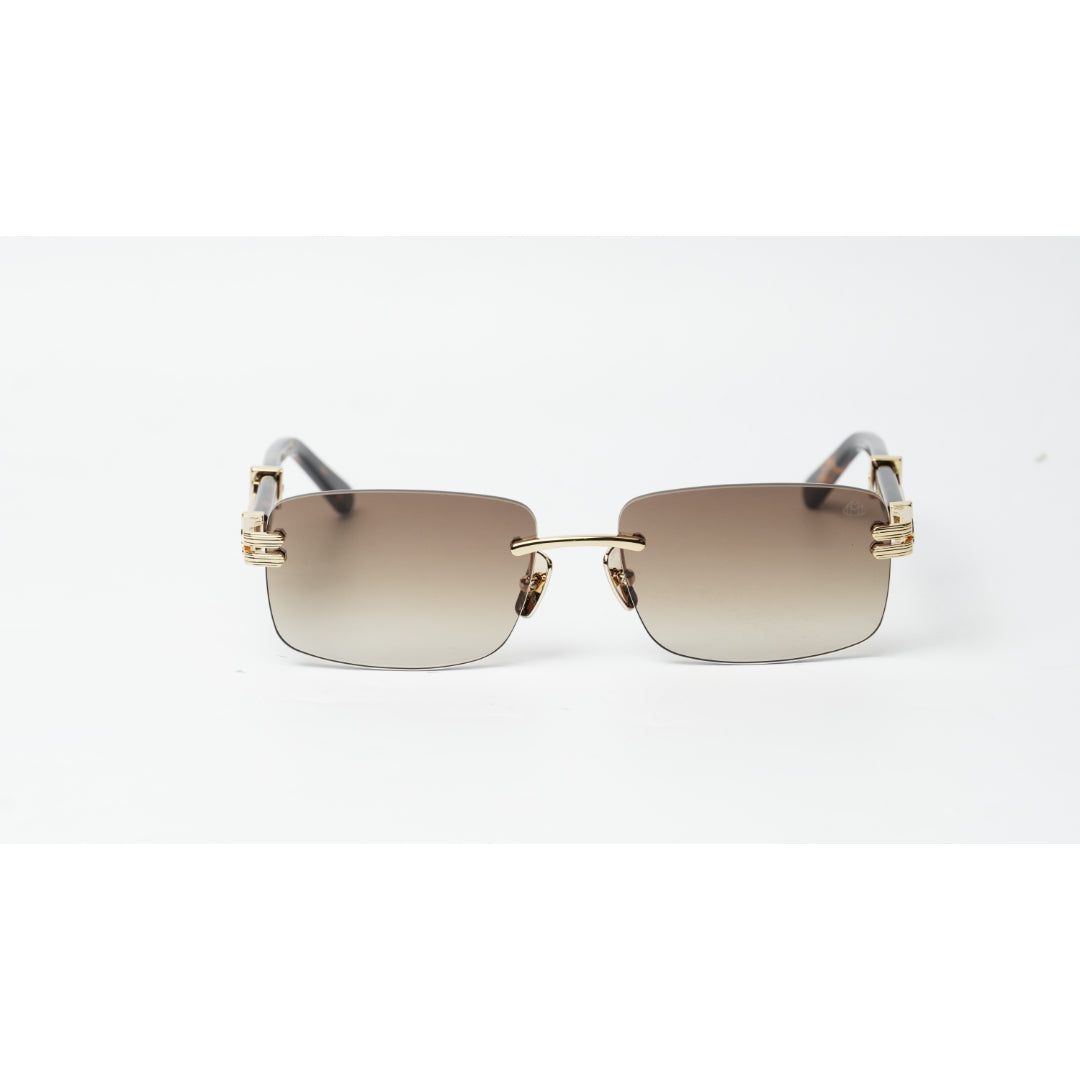 Maybach - HIGHNESS I - Tortoise Brown - Golden - Rimless - Metal - Acetate - Rectangle - Premium Sunglasses