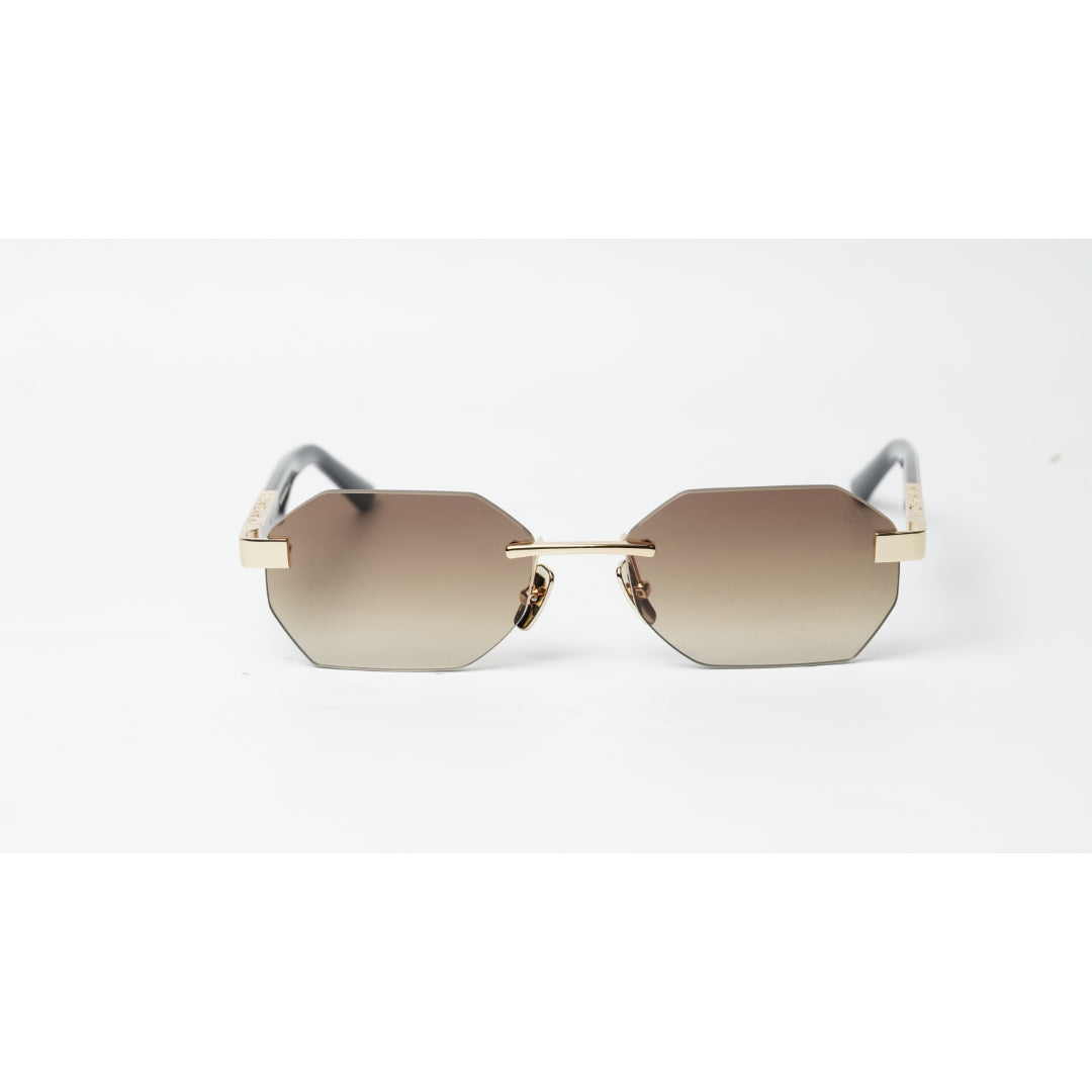 Maybach - ARTIST III - Red Marble Wood - Golden - Brown Gradient - Rimless - Metal - Acetate - Hexagonal - Premium Sunglasses - Eyewear