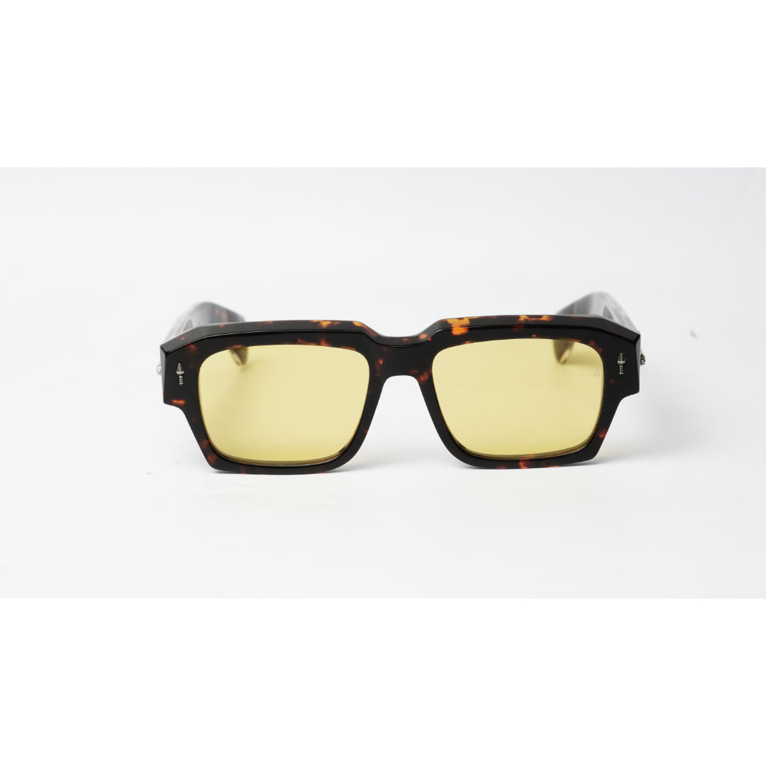 Jacques Marie Mage - DAKOTA - Tortoise Brown - Yellow Tint - Golden - Silver - Acetate - Rectangle - Premium Sunglasses