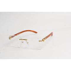 CARNIVORE - 2808 - Golden - Wooden Textured - Rimless - Rectangle - Optics - XSHADES Eyewear