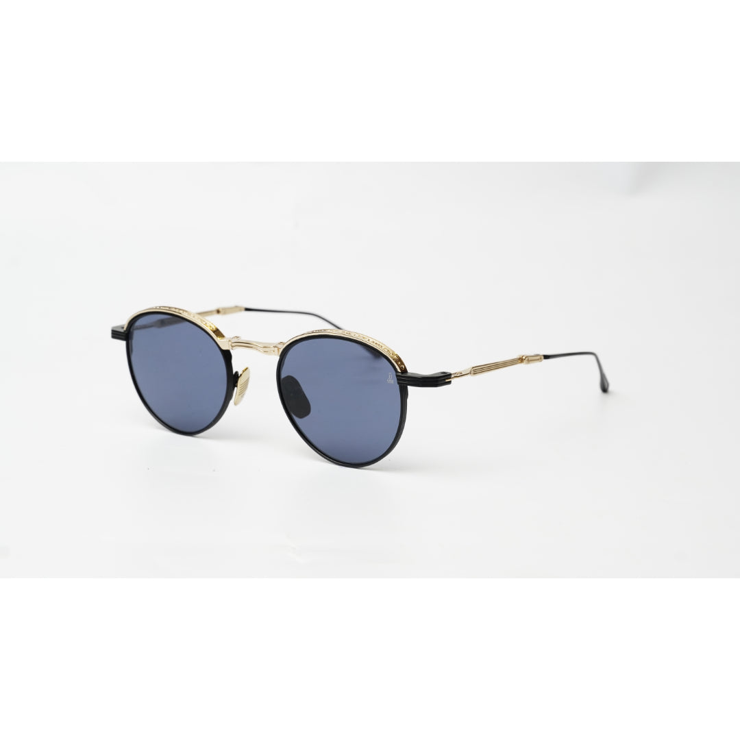 Jacques Marie Mage - ARCHIBALD - Foldable - Black Golden - Dark Blue - Metal - Round - Premium Sunglasses
