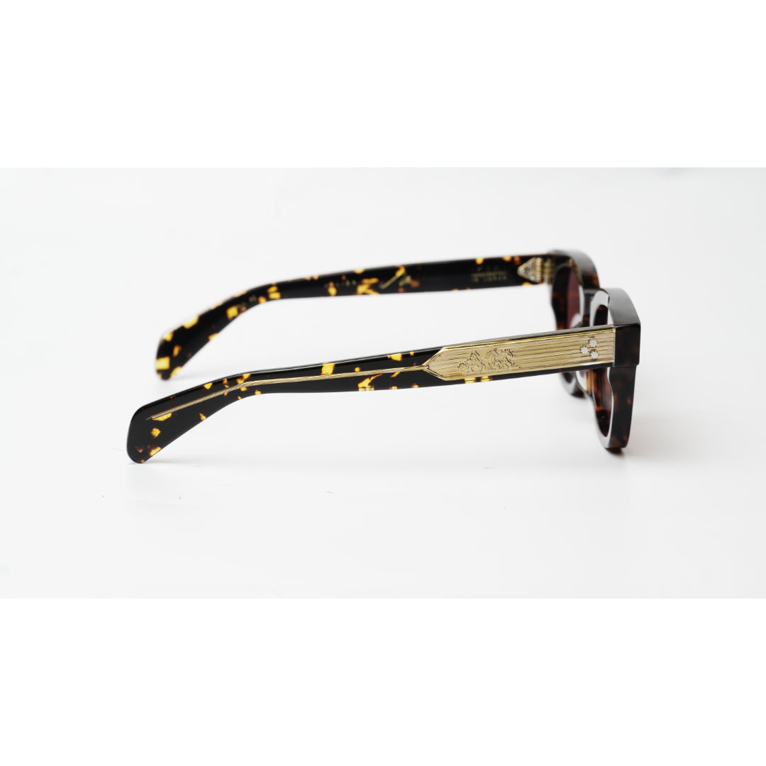 Jacques Marie Mage - JULIEN - Tortoise Brown - Golden - Red Tint - Acetate - Round - Premium Sunglasses