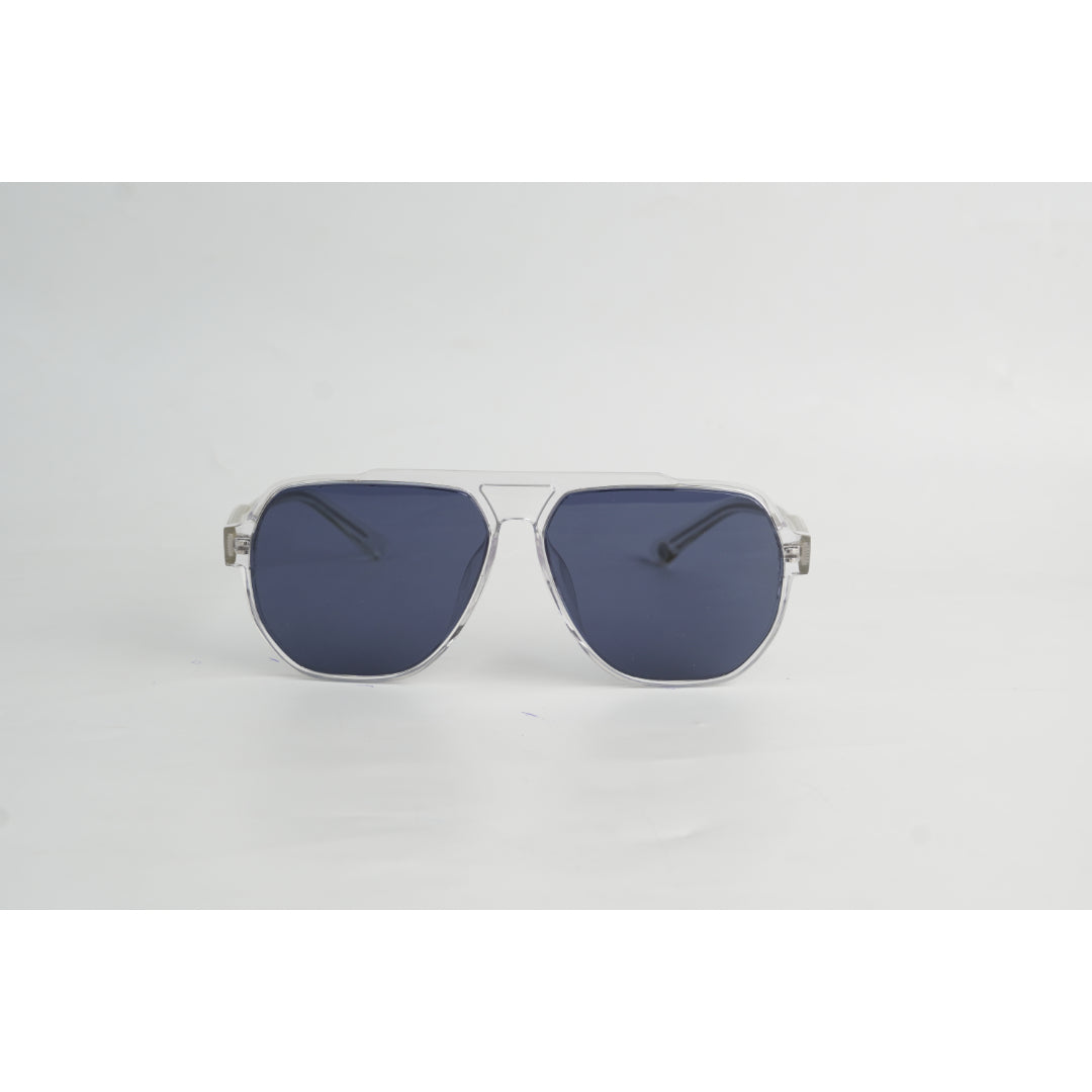 Parim - 76008 - Transparent White - Polarized - Dark Blue - Acetate - Aviator Round - Premium Sunglasses - Eyewear