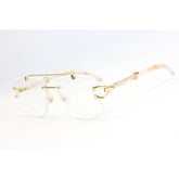 Cartier - R444 - Marble Finish - Transparent - Golden - Rimless - Metal - Rectangle - Optics - Eyewear