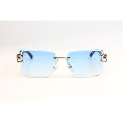Cartier - R427 - Silver - Wooden Texture - Blue Gradient - Rimless - Metal - Rectangle - Sunglasses - Eyewear