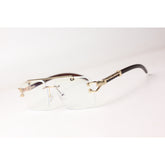 Cartier - R25 - Panther Wooden - Transparent - Golden - Rimless - Metal - Rectangle - Optics - Eyewear