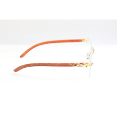 CARNIVORE - 2808 - Golden - Wooden Textured - Rimless - Rectangle - Optics - XSHADES Eyewear