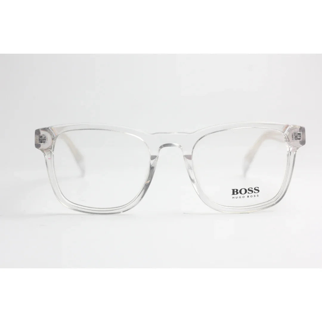 هوجو بوس - 7475 - أبيض شفاف - ذهبي - أسيتات - مربع - نظارات بريميوم - نظارات