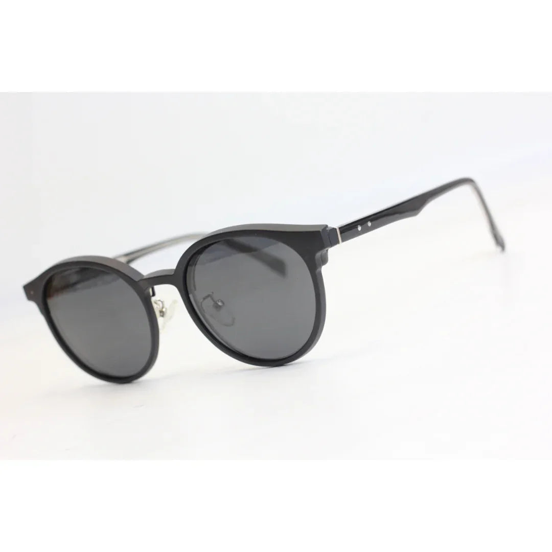 Ray Ban - 1202 - Clubmaster - Black - Silver - Attachment - Polarized - Acetate - Metal - Round - Sunglasses - Eyewear