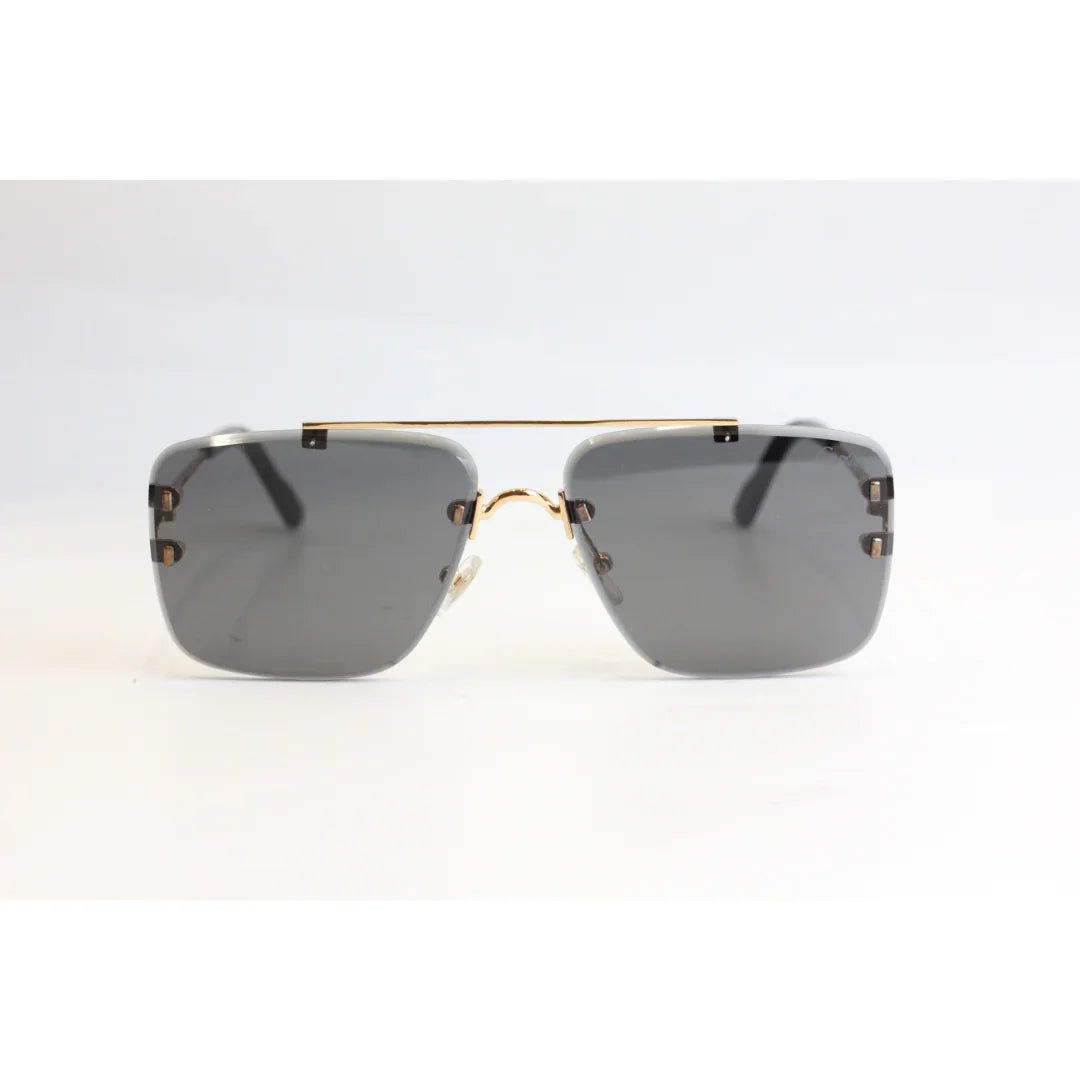 كارتييه - CT0268/S - أسود - ذهبي - بدون إطار - مستطيل - نظارات شمسية فاخرة - نظارات طبية