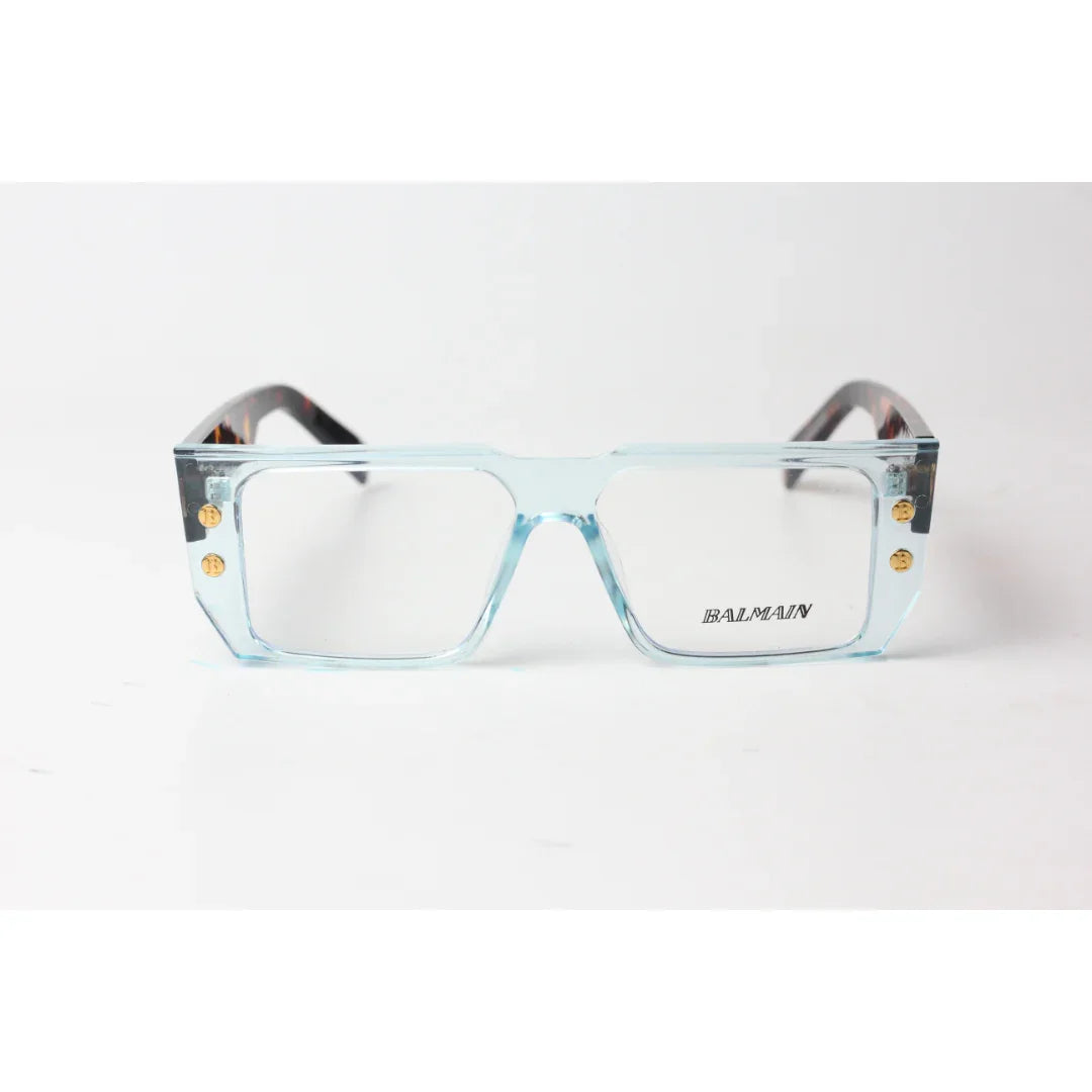 Balmain - 1999 - Transparent Blue - Tortoise - Bold - Acetate - Rectangle - Optics - Eyewear