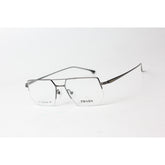 برادا - 0708 - فضي - معدن - نصف حافة - مربع سداسي - نظارات بريميوم - نظارات