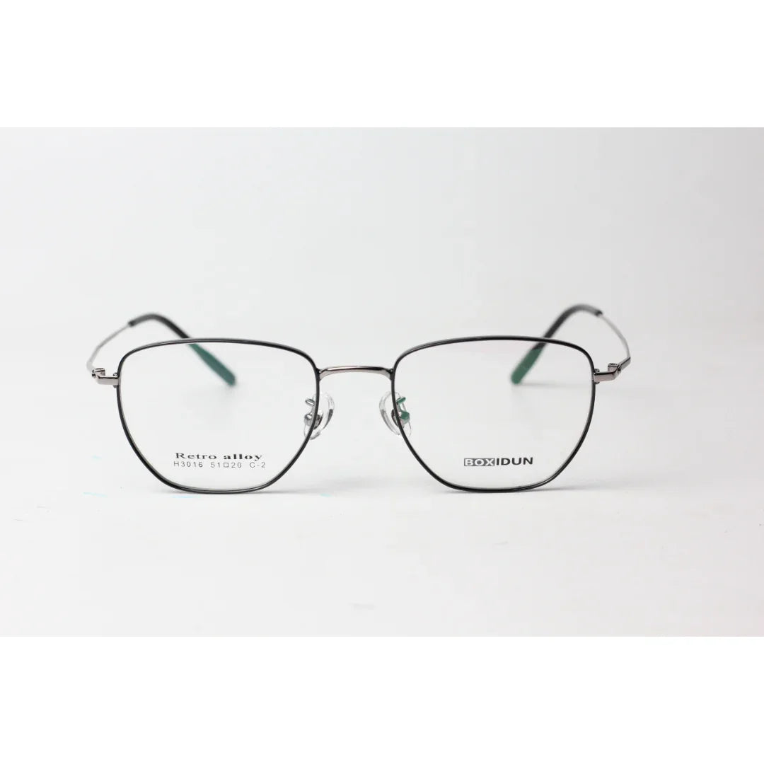 Boxidun - 1517 - Metal - Black - Silver - Retro - Square - Round - Optics - Eyewear