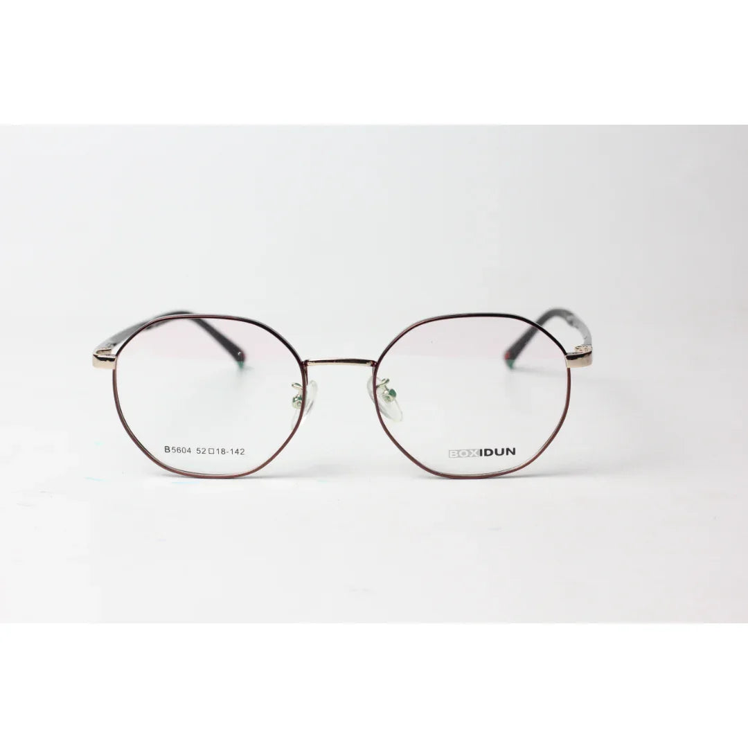 Boxidun - 1519 - Metal - Brown - Golden - Retro - Hexagon - Round - Optics - Eye Wear