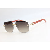 Cartier - 6103 - Golden - Brown Gradient - Acetate - Metal - Rectangle - Sunglasses - Eyewear
