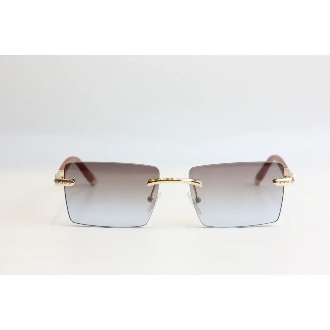 مايباخ - RR47 - Tropical Gradient - بني خشبي - بدون إطار - معدن - مستطيل - نظارات شمسية - نظارات طبية