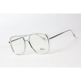 ديور - 650 - كبير الحجم - شفاف - فضي - معدن - دائري - مربع - بصريات - نظارات