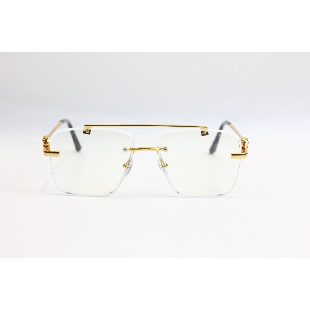 Cartier - RR69 - Transparent - Golden - Rimless - Metal - Double Bridge - Square - Optics - Eyewear