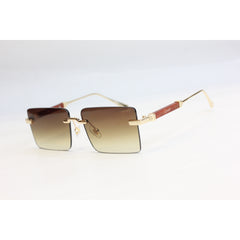 Cartier - R11 - Light Brown Gradient - Golden - Rimless - Metal - Rectangle - Sunglasses - Eyewear