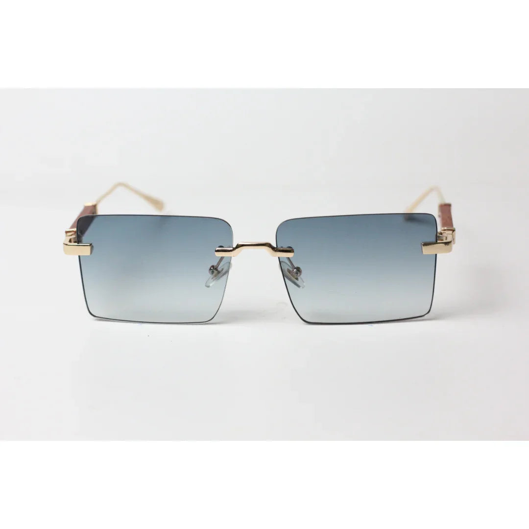Cartier - R11 - Blue Gradient - Golden - Rimless - Metal - Rectangle - Sunglasses - Eyewear