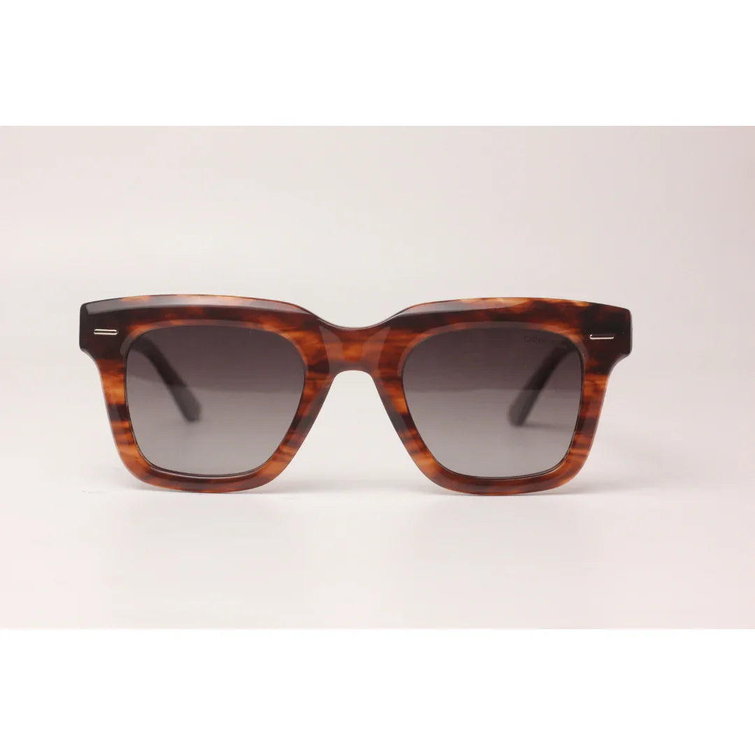 Calvin Klein - Polarized - Marble Brown - Acetate - Square - Premium Sunglasses - Eyewear