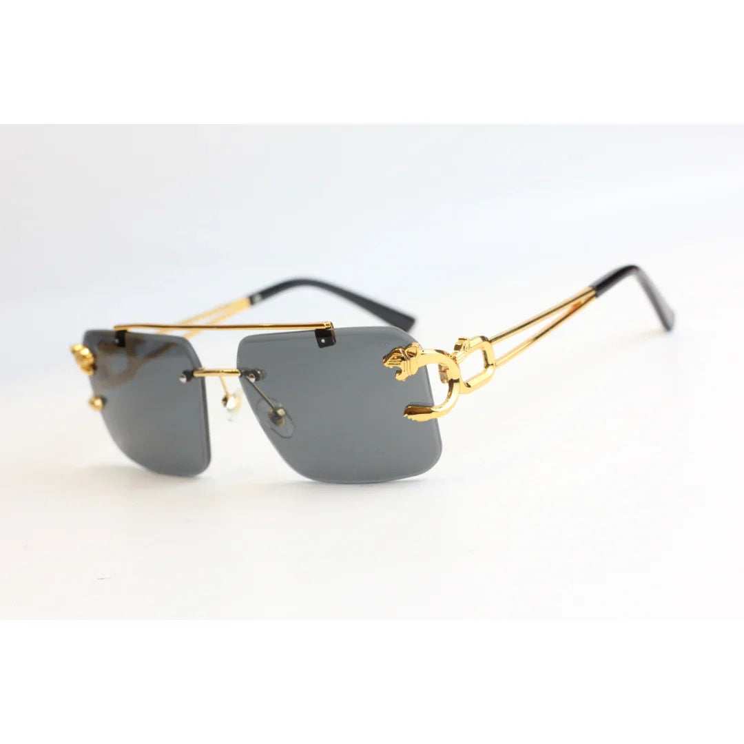 Cartier Rimless Square Cartier - RR49 - Golden - Black - Double Bridge - Rimless - Metal - Sq ...