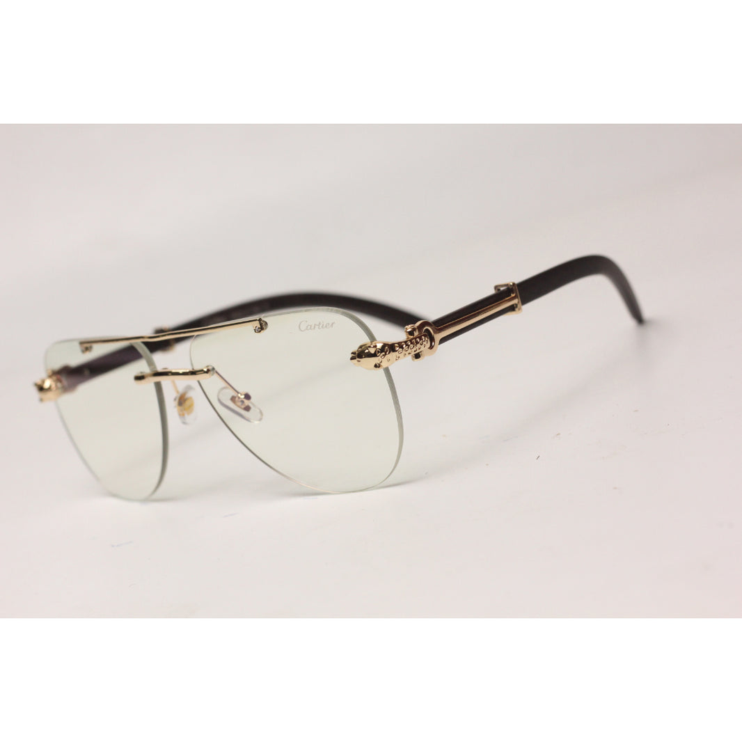 Cartier RR43 Transparent White Golden Double Bridge Rimless Xshades
