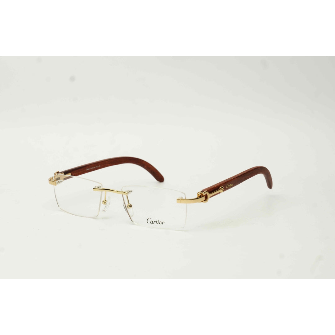Cartier Rimless Collection Cartier - CT00525 - Golden Brown - Wooden - Rimless - Metal - Rectangl ...