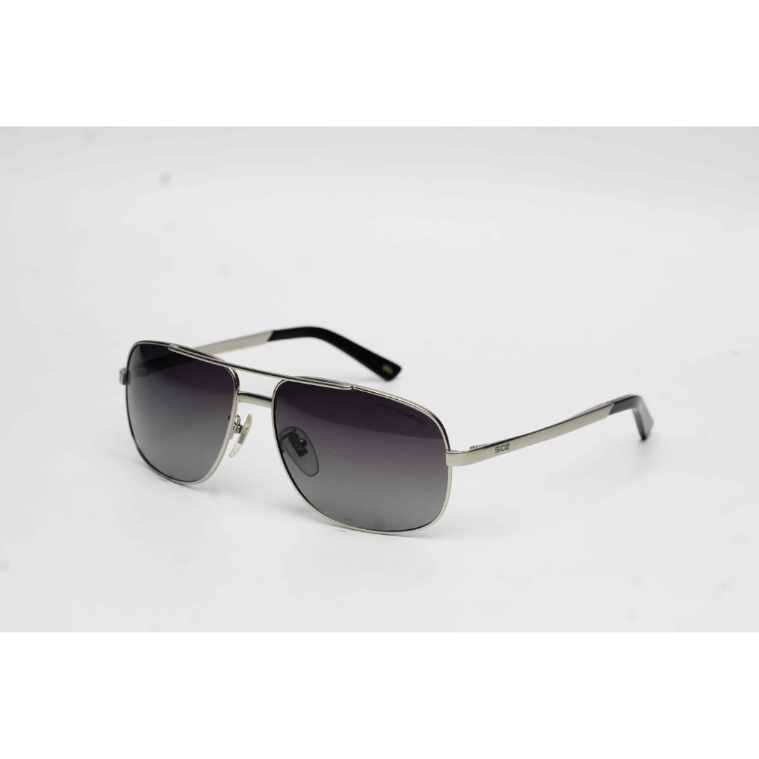 SIO2 - S3127 - Curved - Silver - Black Gradient - Aviator - Polarized - Metal - Rectangle - Sunglasses - Eyewear