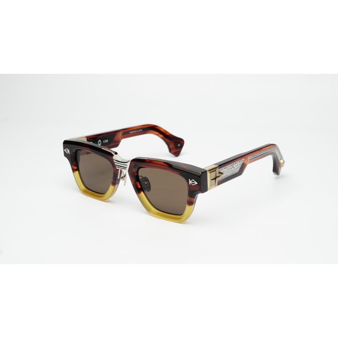 T HENRI - Maison Galactique - CO2 - Equinox Dual Tone Brown - Silver - Acetate - Square - Premium Sunglasses