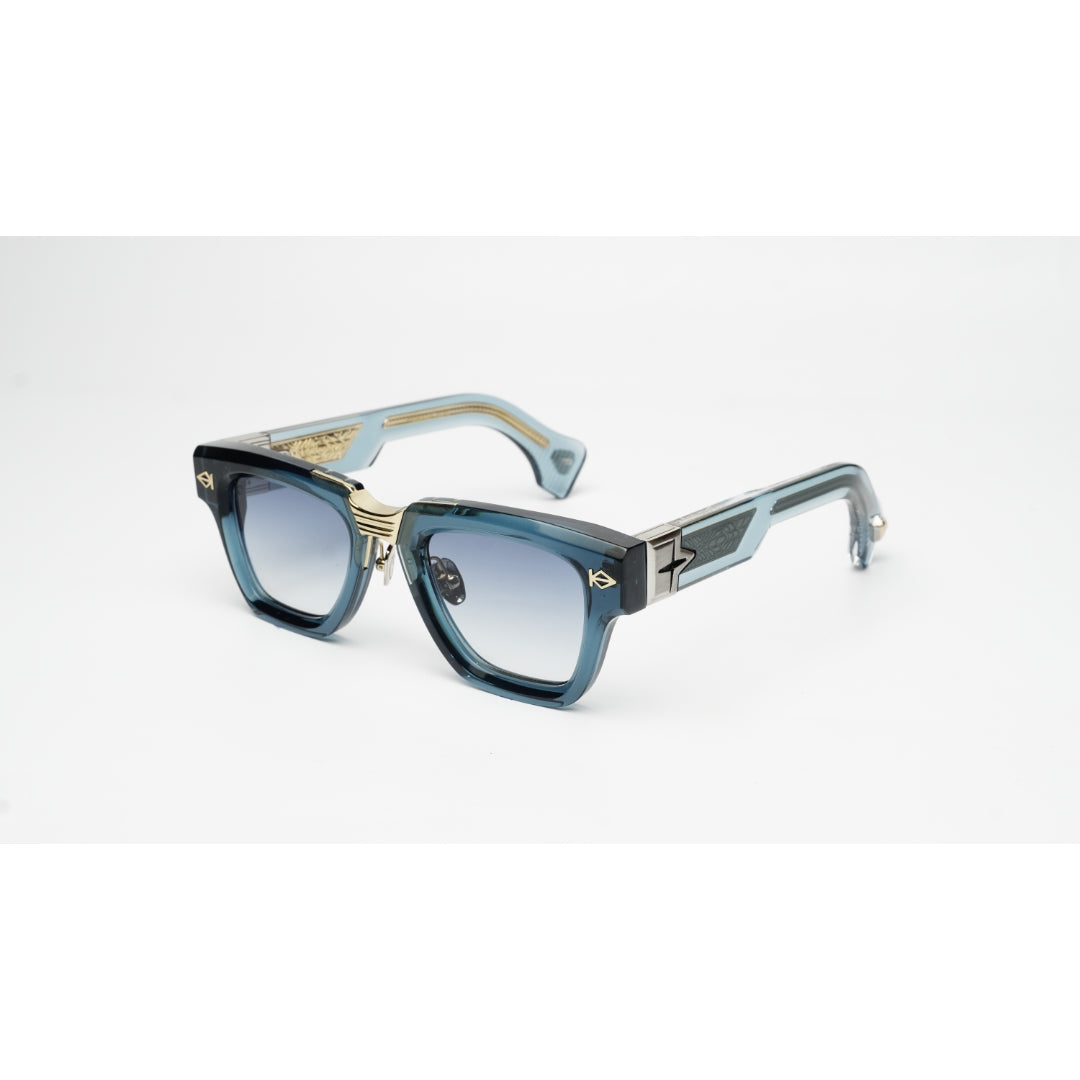T HENRI - Maison Galactique - CO2 - Transparent Blue - Silver - Acetate - Square - Premium Sunglasses