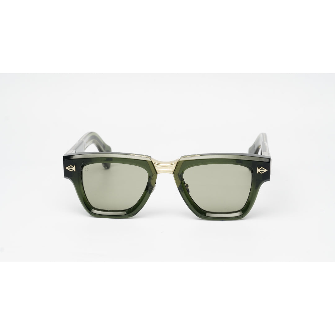 T HENRI - Maison Galactique - CO2 - Trefoil Transparent Green - Silver - Acetate - Square - Premium Sunglasses