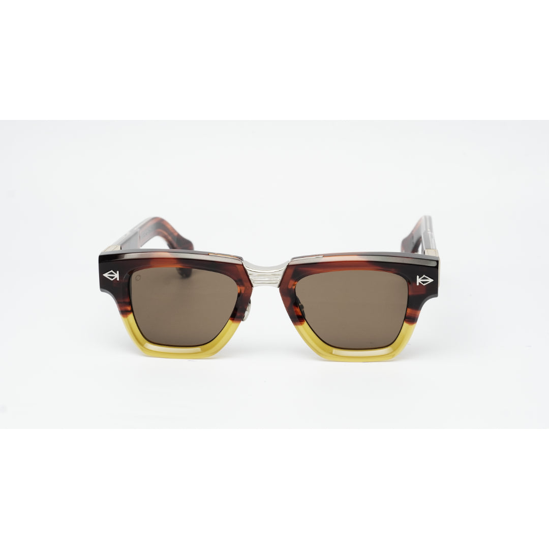 T HENRI - Maison Galactique - CO2 - Equinox Dual Tone Brown - Silver - Acetate - Square - Premium Sunglasses