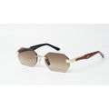 Maybach - ARTIST III - Red Marble Wood - Golden - Brown Gradient - Rimless -  Metal - Acetate - Hexagonal - Premium Sunglasses - Eyewear