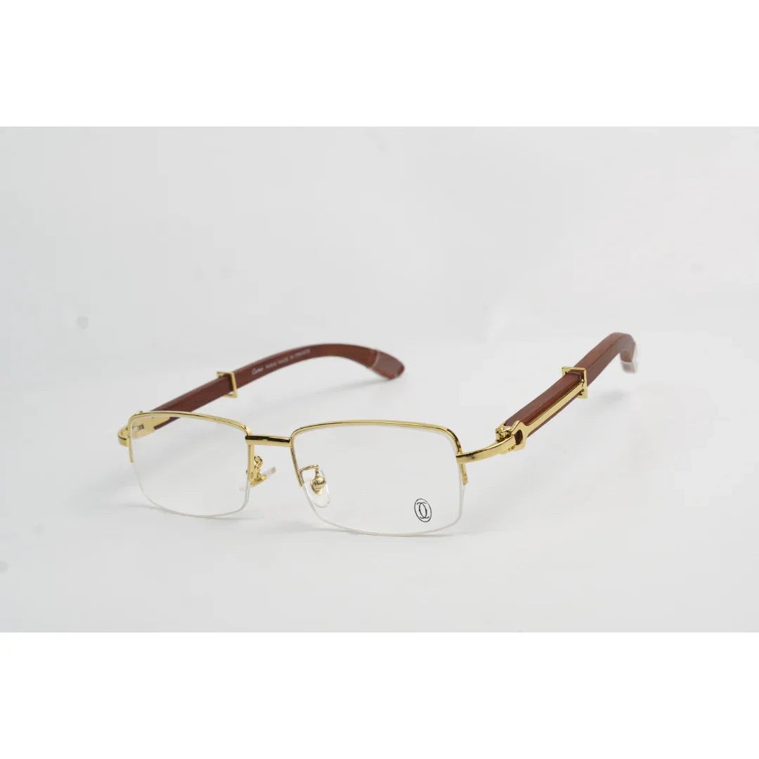 Cartier - 31399852 - Wooden - Half Rim - Metal - Rectangle - Premium Optics - Eyewear