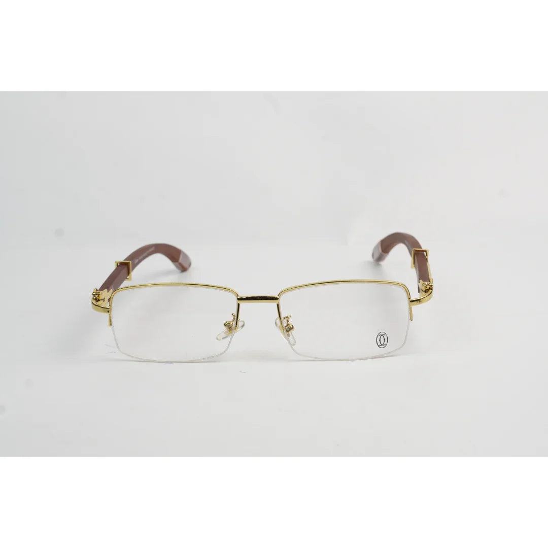 Cartier - 31399852 - Wooden - Half Rim - Metal - Rectangle - Premium Optics - Eyewear