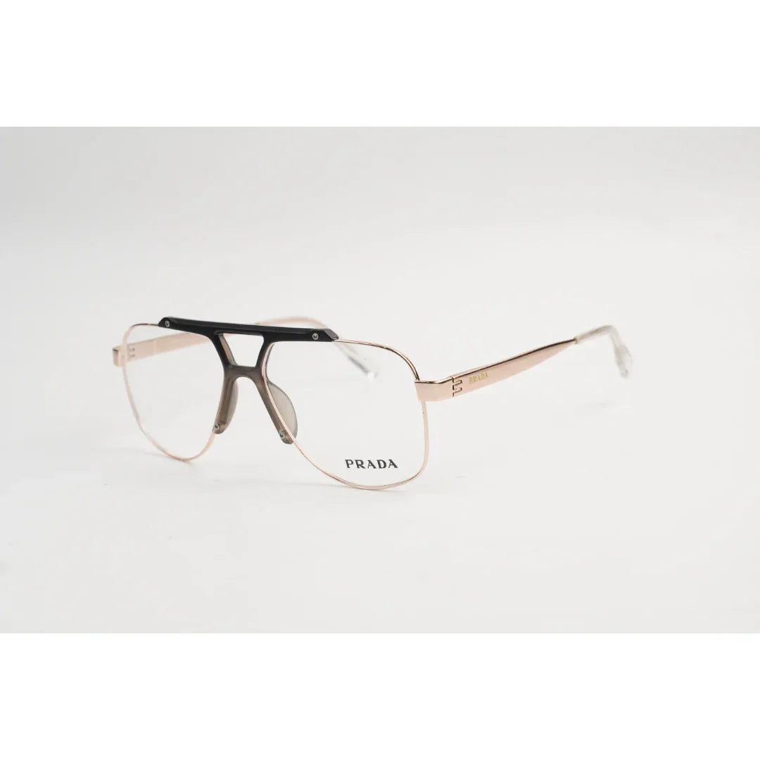 Prada - D160 - Metal - Golden - Black - Aviator Round - Double Bridge - Optics - Eyewear