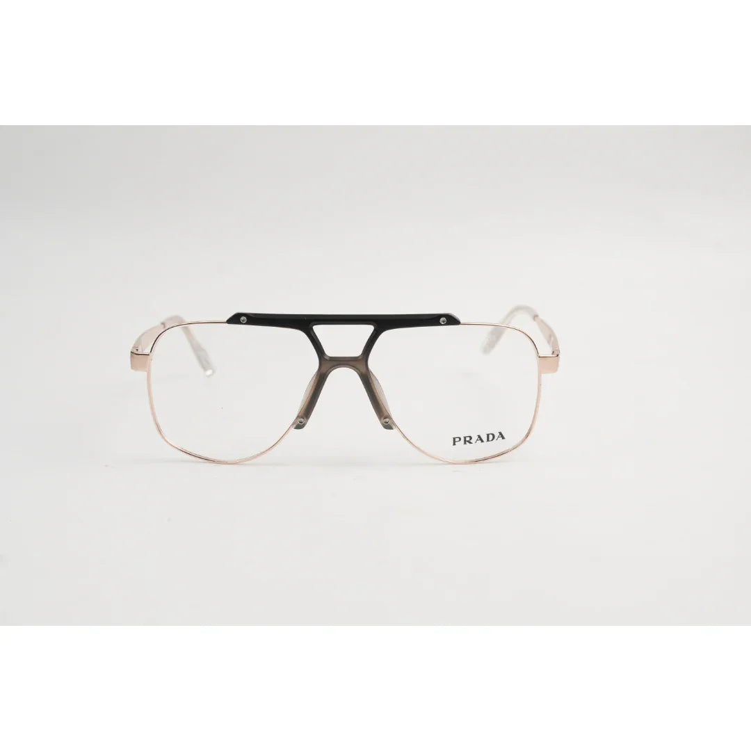 Prada - D160 - Metal - Golden - Black - Aviator Round - Double Bridge - Optics - Eyewear