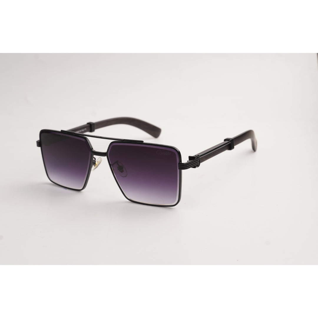 Cartier - 23168 - Wooden Texture - Black Gradient - Metal - Square- Sunglasses - Eyewear