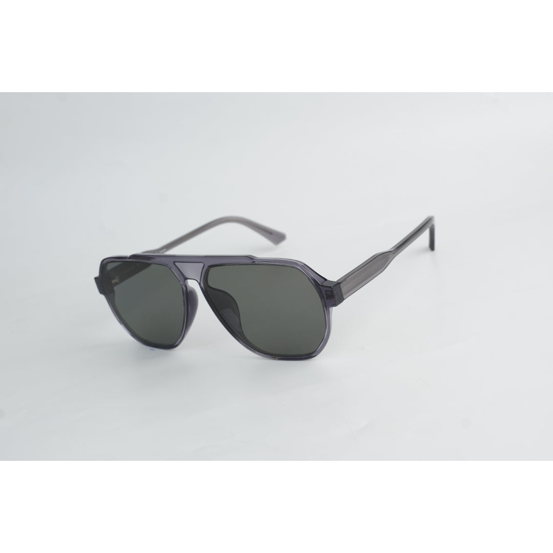 Parim - 76008 - Transparent Dark Gray - Polarized - Acetate - Aviator Round - Premium Sunglasses - Eyewear