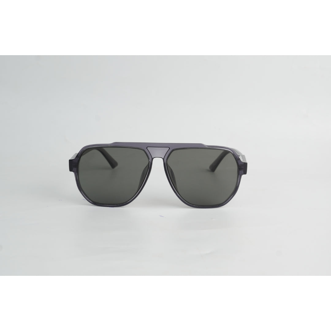 Parim - 76008 - Transparent Dark Gray - Polarized - Acetate - Aviator Round - Premium Sunglasses - Eyewear