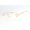 Cartier - R444 - Marble Finish - Transparent - Golden - Rimless - Metal - Rectangle - Optics - Eyewear